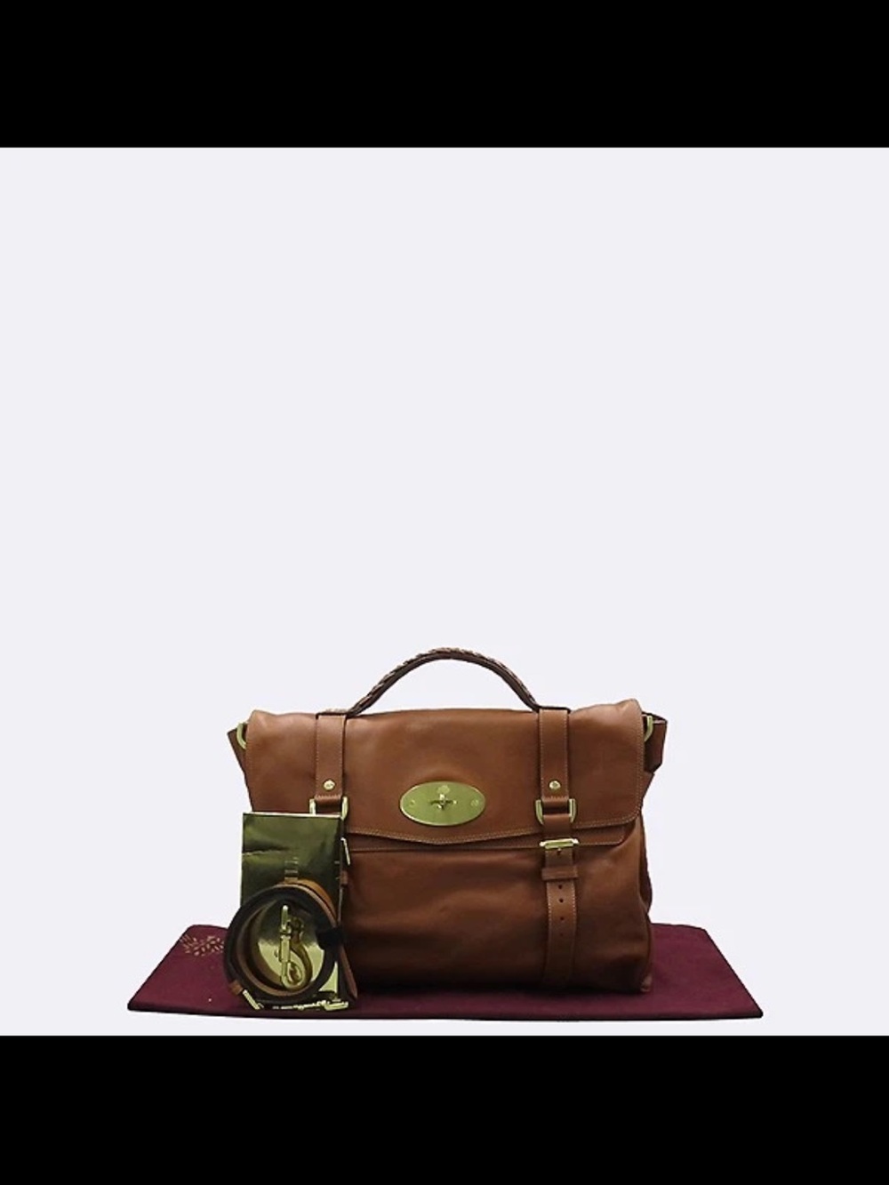 Mulberry Tan Leather Satchel with Gold-Tone Hardware